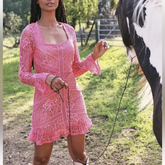For Love And Lemons Dresses & Skirts - For Love and Lemons Pink Emerie For love and Lemons Dress lace size XS